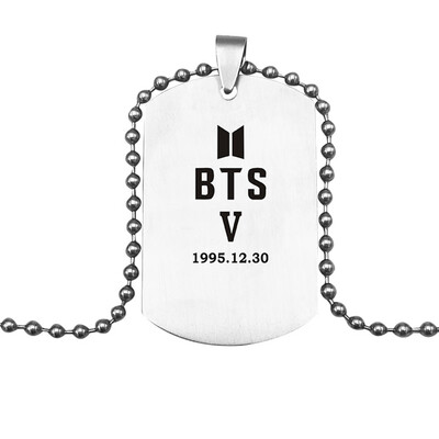 

KPOP BTS Bangtan Boys Same Paragraph Necklace Stainless Steel Letter Lettering Pendant Necklace Boys Girls Necklace Gifts for Fans
