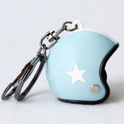 

Motorcycle Cap Knight Safety Hat Helmet Keychain Creative Car Keychain Yellow Hat White Star Lobster Clasp