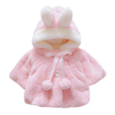 

baby girls clothes autumn winter shawl imitation rabbit hair baby girl young children jacket cute hooded cartoon cloth