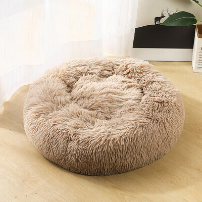 

Gobestart Dog Round Cat Winter Warm Sleeping Bag Long Plush Soft Pet Bed Calming Bed
