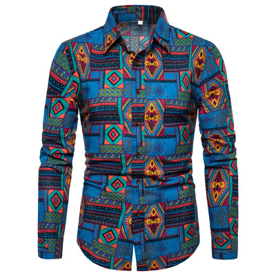 

Tailored Mens Summer Fashion Business Leisure Printing Long-sleeved Shirt Top Blouse