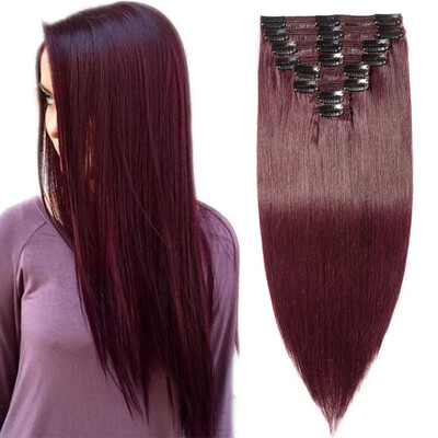 

100 Remy Human Hair Real Thick Women Girls Long Straight Full Head Hair Extension Clip In Hair Extension