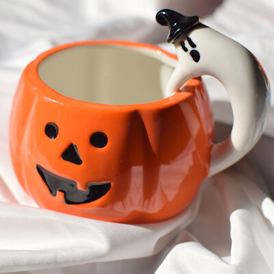 

High Quality Halloween Pumpkin Cup Ceramic Cup Mug Couple Gift Pumpkin Head Cup