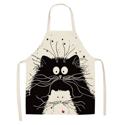 

1Pcs Kitchen Apron Funny Dog Bulldog Cat Printed Sleeveless Cotton Linen Aprons for Men Women Home Cleaning Tools 6849cm