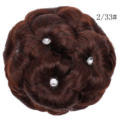 

Gobestart Female Wig Hair Ring Curly Bride Makeup Diamond Bun Flowers Chignon Hairpiece