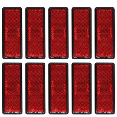 

10Pcs Rectangular Adhesive Rear Reflector for Trailer RV Truck Train Yacht