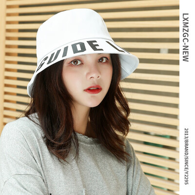 

2019 new hat Korean version fashion 100 letters printed fisherman hat Ms outdoor sunscreen sun hat