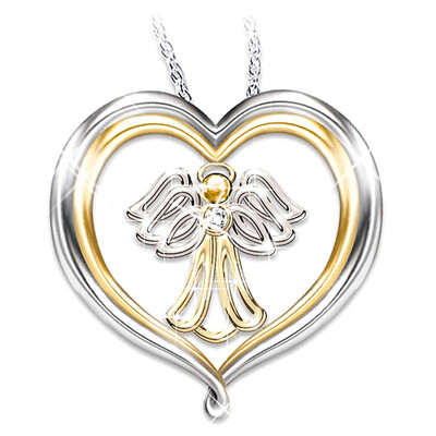 

Exquisite Fashion Creative 925 Sterling Silver Love Angel Diamond Pendant Necklace Jewelry Gift