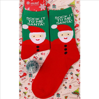 

Womens Mens Xmas Socks Cotton Soft Thick Socks Snowman Snowflake Deer Print