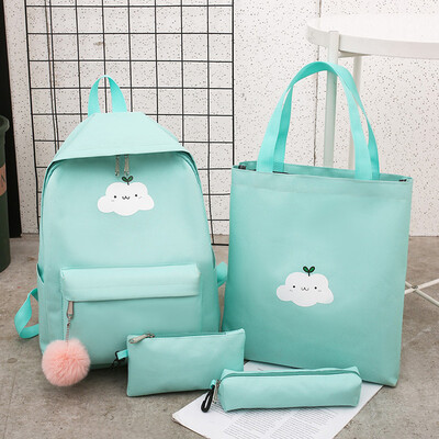 

Tailored Cartoon Alphabet Student Cloud Backpack Casual Large Capacity Travel 4 Piece Set