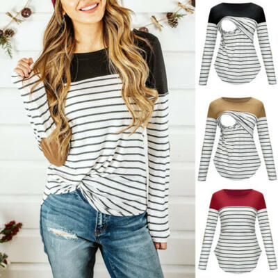 

Women Nursing Tops Pregnant Maternity Clothes Breastfeeding T-Shirt Blouse -2XL