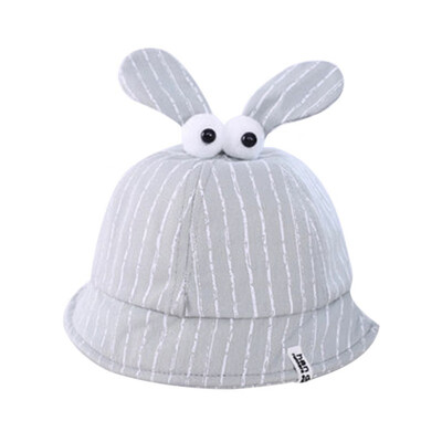 

Summer Baby Boys Girls Toddler Eyes Striped Print Bucket Hats With Ear Design Caps Reversible Sun Headwear