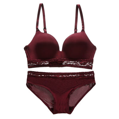 

Fashion Womens Underwear Sets Gather Sexy Lace Bra Suits Solid Color Lingerie Plus Size Bra Set Push Up Underwear