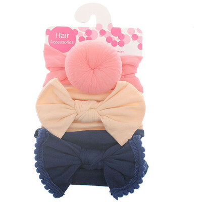 

3 Pcs Baby Girl Bowknot Elastic Headbands Holiday Party Hair Band Headwear Accessories