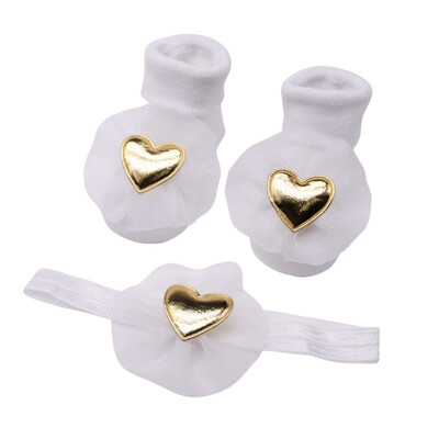 

2Pcs Newborn Baby Sock Girls Soft Socks Baby Sweet HairBandNon-slip Cotton Socks Children Headband