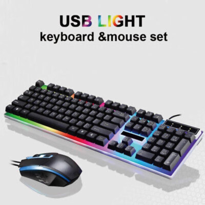 

New Colorful LED Keyboard Mouse Set For Game Player 3D Anti-slip Wheel Suspended Keyboard Design