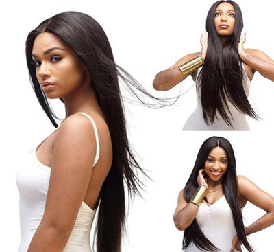 

Wig long hair black wine red smooth straight hair