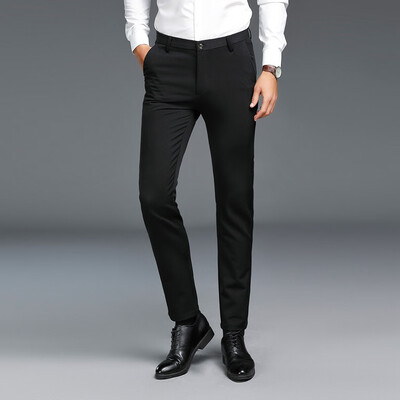 

Gobestart Mens New Fashion Solid Casuall Slim Zippered Business Pants Long Trousers