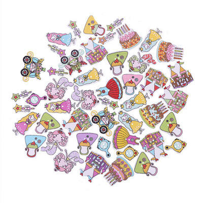 

50Pcs Christmas Cartoon Pattern Wooden decorative Buttons For Scrapbooking Sewing Crafts Decoration