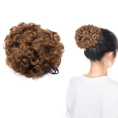 

Afro Bun Extension Puff Ponytail Chignon Hairpiece With Drawstring Afro Kinky Curly Wrap Messy Updo Synthetic For Women