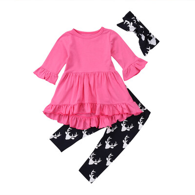 

Boutique Toddler Kids Baby Girl Flower Top Dress Pants Legging Outfit Clothes
