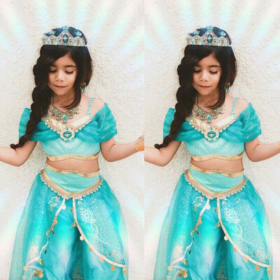 

Aladdin Jasmine Princess Cosplay Baby Kid Girl Fancy Dress Up Party Costume Sets Christmas Gifts