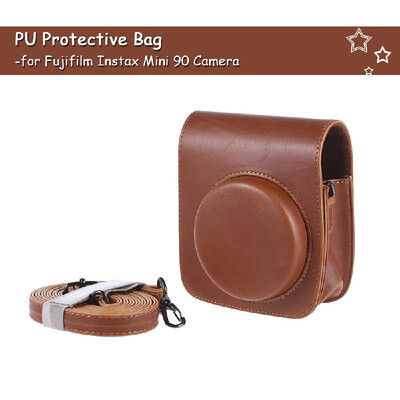 

Vintage PU Protective Camera Case Bag Pouch Cover Protector w Strap for Fujifilm Instax Mini 90 Instant Film Camera