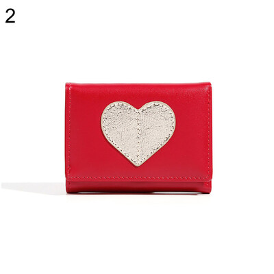

Love Heart Tri-fold Purse Card Cash Holder Womens Faux Leather Short Wallet