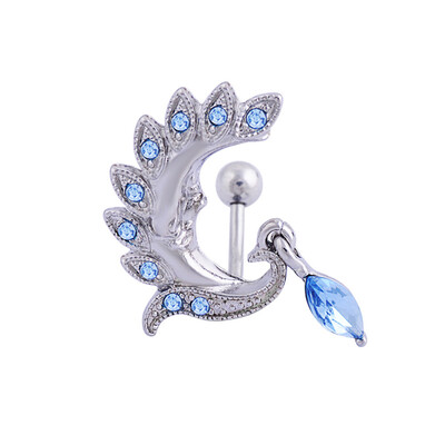 

1 Pc Navel Ring Moon Waterdrop Body Piercing Umbilical Nail Medical Rod Bent