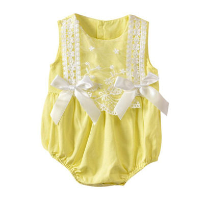 

Summer Newborn Baby Girls Romper Sleeveless Clothings Lace Floral Pattern Cotton One-Piece Romper