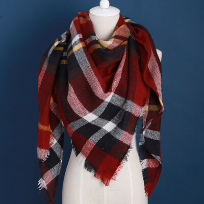

Women Fashion Triangular Large Winter Soft Scarf Warm Cozy Blanket Stylish Oversized Plaid Shawl Cape
