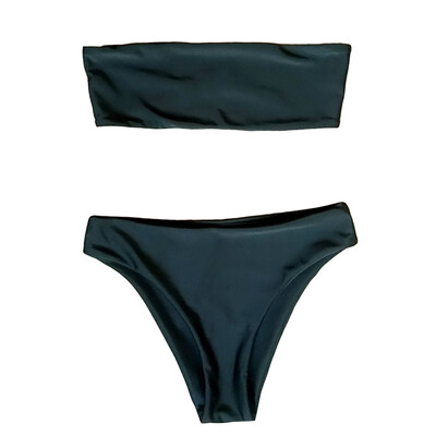 

Women High Waist Bikini Set Off Shoulder Push Up Padded Swimsuit Swimwear Solid Bathing Suit