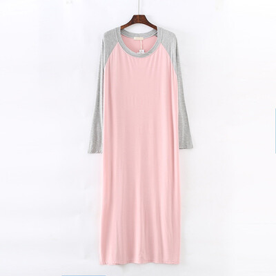 

New Loose Modal Nightdress Pregnant Women Plus Fat Large Size Long Sleeve Dress