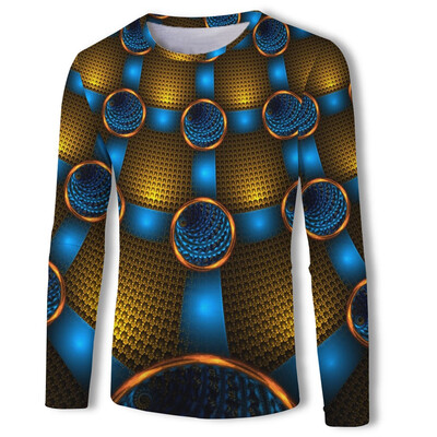 

Toponeto Men Funny 3D Print Round Neck Long Sleeve T Shirt Tops Casual Daily Blouse
