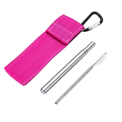 

Portable Stainless Steel Telescopic Drinking Straw For Travel Reusable Collapsible Metal Drinking Straw With Bag And Brush Set x