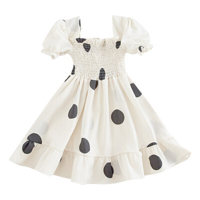 

Children Set Baby Girls Dress 1-7T New Autumn Short Sleeve Princess Sweet Cotton Polka Dot Print Sweet Cute Dress