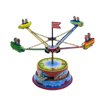 

YIWULATinplate Nostalgic Clockwork Chain Toy Photography Prop Rotating Spaceship