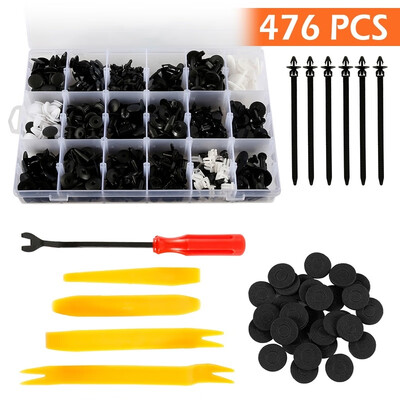 

476 Pcs Car Retainer Clips & Plastic Fasteners Kit Auto Door Panel Trim Clip Rivets Push Pin