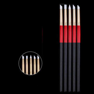 

〖Follure〗5 Pcs Pencil Head Nail Art Brush Nail Silicone Brushes With Aluminum Tube Strap