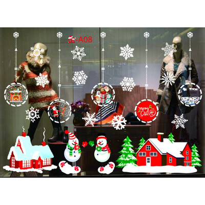 

Christmas Decorations No Glue Static Wall Stickers Paper-Cuts Stickers for Home Glass Window Removable Self-Adhesive New Year