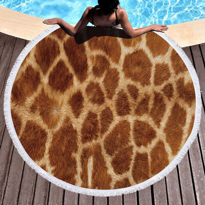

Gobestart 1 PC Round Beach Pool Home Shower Towel Blanket Table Cloth Yoga Mat Leopard