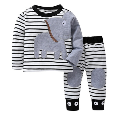 

Boys Cartoon Striped Long-sleeved TopPants 2Pcs Suit Children Clothes Sets New Autumn Kids Casual Baby Clothing 0-18M