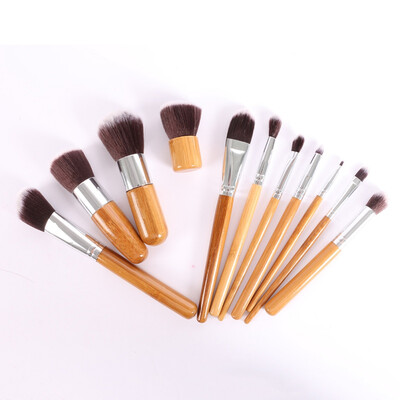 

New 11Pcs Makeup Brushes Cosmetics Tools Natural Bamboo Handle Eye Brushes Set Eyeshadow Foundation Mascara Set WD2