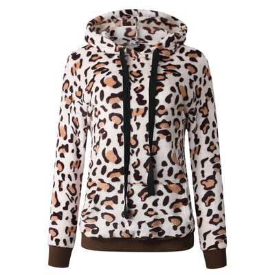 

Hoodies Women Pullovers Tops Fashion Leopard Print Jumper Sweatshirt Female Harajuku Hooded Sweatshirt Plus Size Clothing