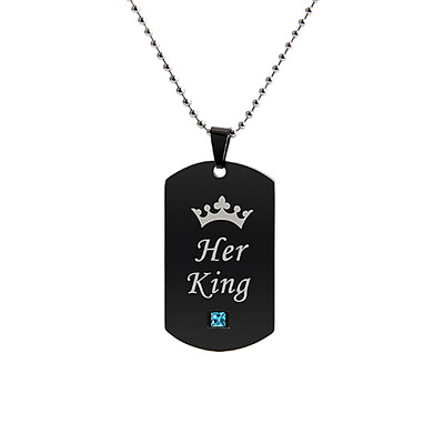 

2019 Her King And His Queen Necklaces Pendants Titanium Couple Gold Color Necklace Stainless Steel Suspension Gifts