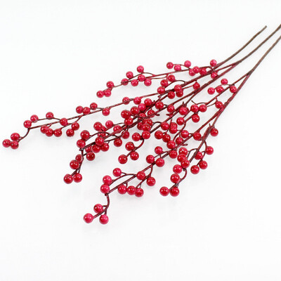 

Creative Artificial Berries Branch Plastic Leaf Decorative Fake Flowers Berries DIY Red Plant New Year Christmas Decoration