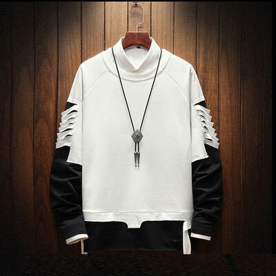 

Toponeto Men Splicing Button Pullover Long Sleeve Hooded Sweatshirt Tops Blouse