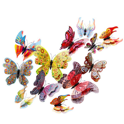 

PVC 3D Butterfly Stickers Magnetic Butterfly Fridge Sticker Cartoon Coloful Animal Home Wall Decoration Magnetic Sticker 12pcs