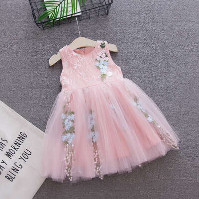 

Summer girls Lace Princess Dresses 2019 Flower Sleeveless Tutu Dresses Baby Girls 1-3 Years Clothes Party Wedding Pageant