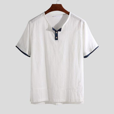 

Toponeto Mens Summer New Style Fashion Pure Cotton And Hemp Short Sleeve Comfortable Top